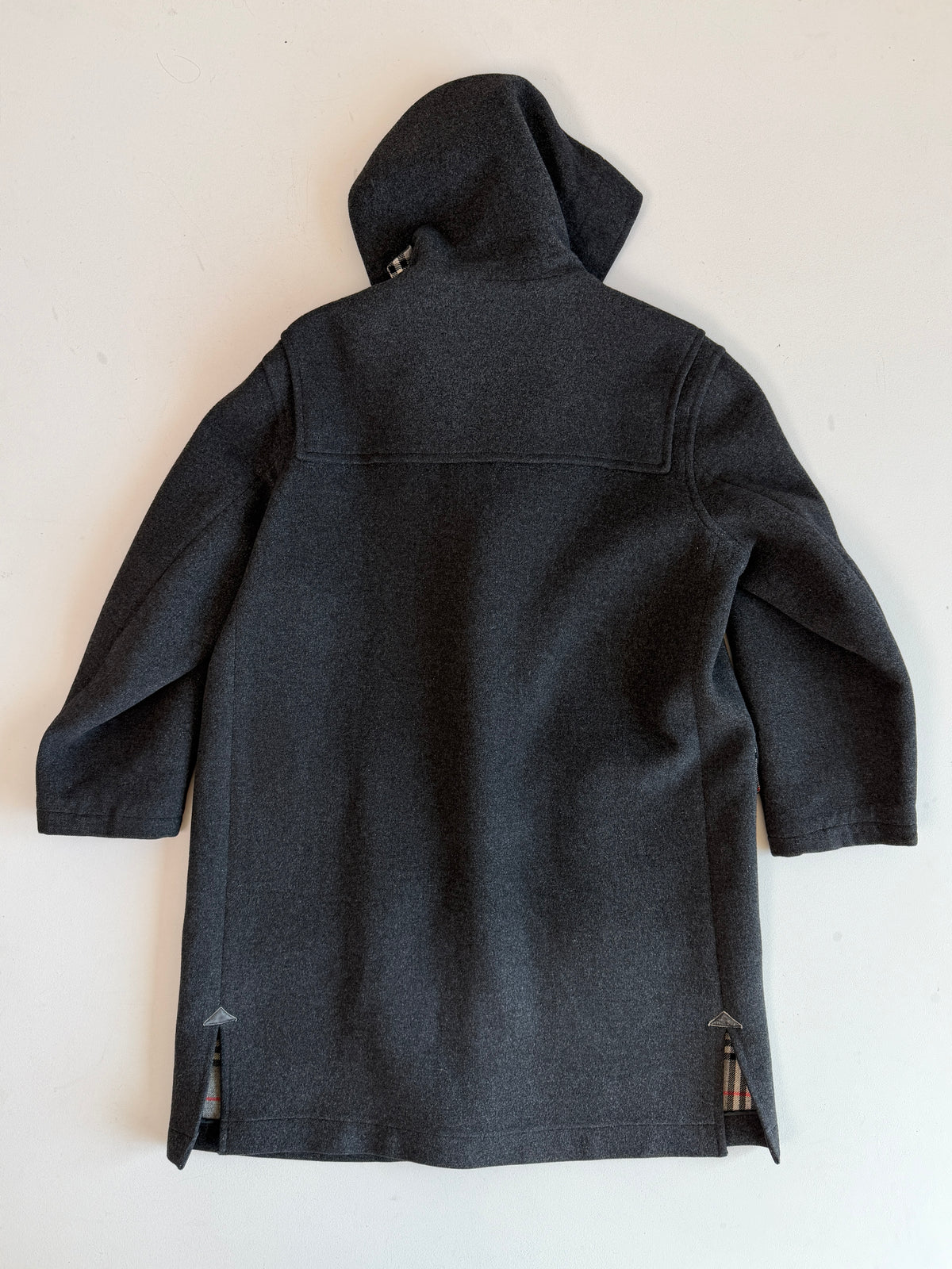 VNTG Burberry (50 /52) Gray Wool/Cashmere Leather Trim Duffle Coat