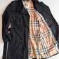 Burberry (54R) Black Poly/Cotton Gabardine Trench Coat