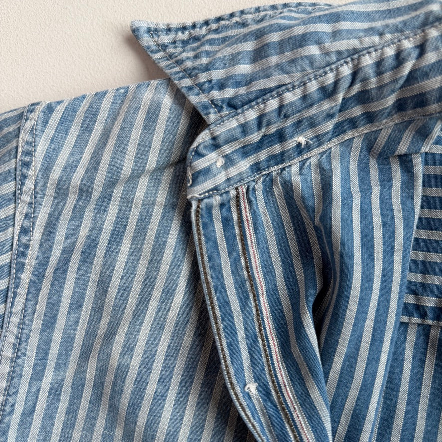 RRL Ralph Lauren (L) Selvedge Hickory Stripe Cotton Heritage Railroad Shirt