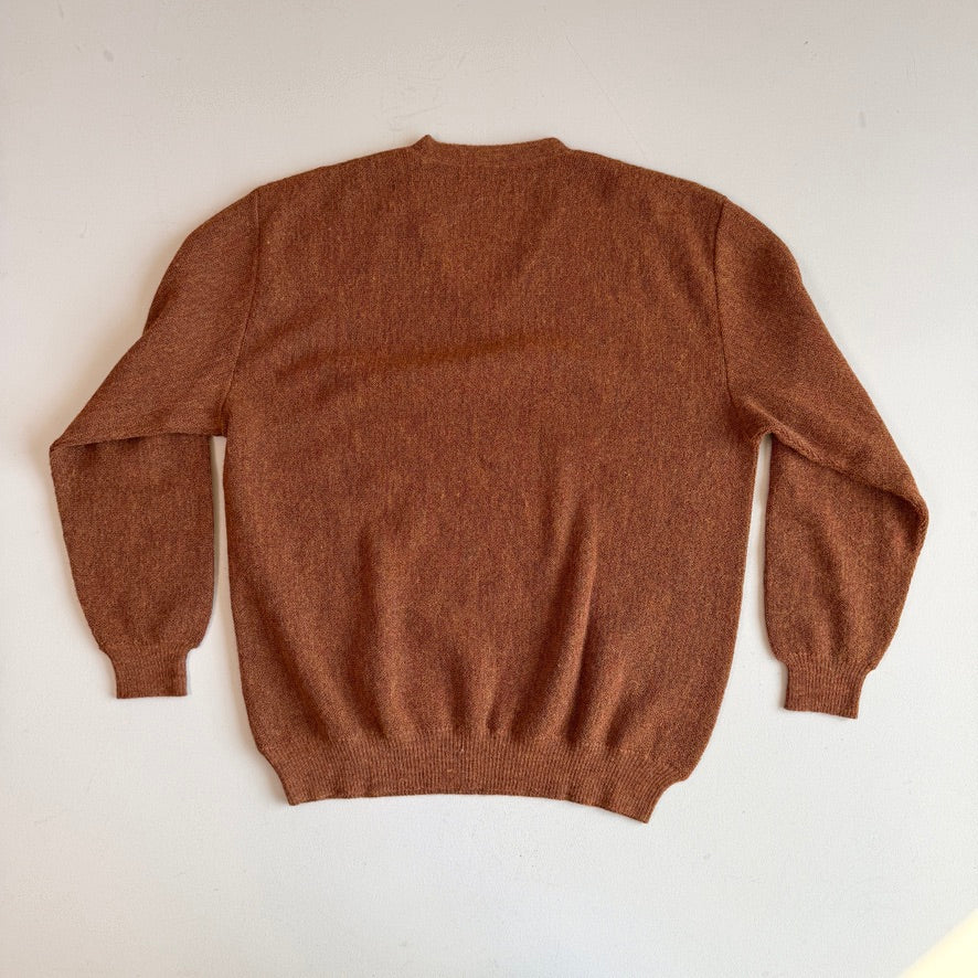NWT Paul Stuart (L) 100% Alpaca Burnt Orange Rust V-Neck Sweater