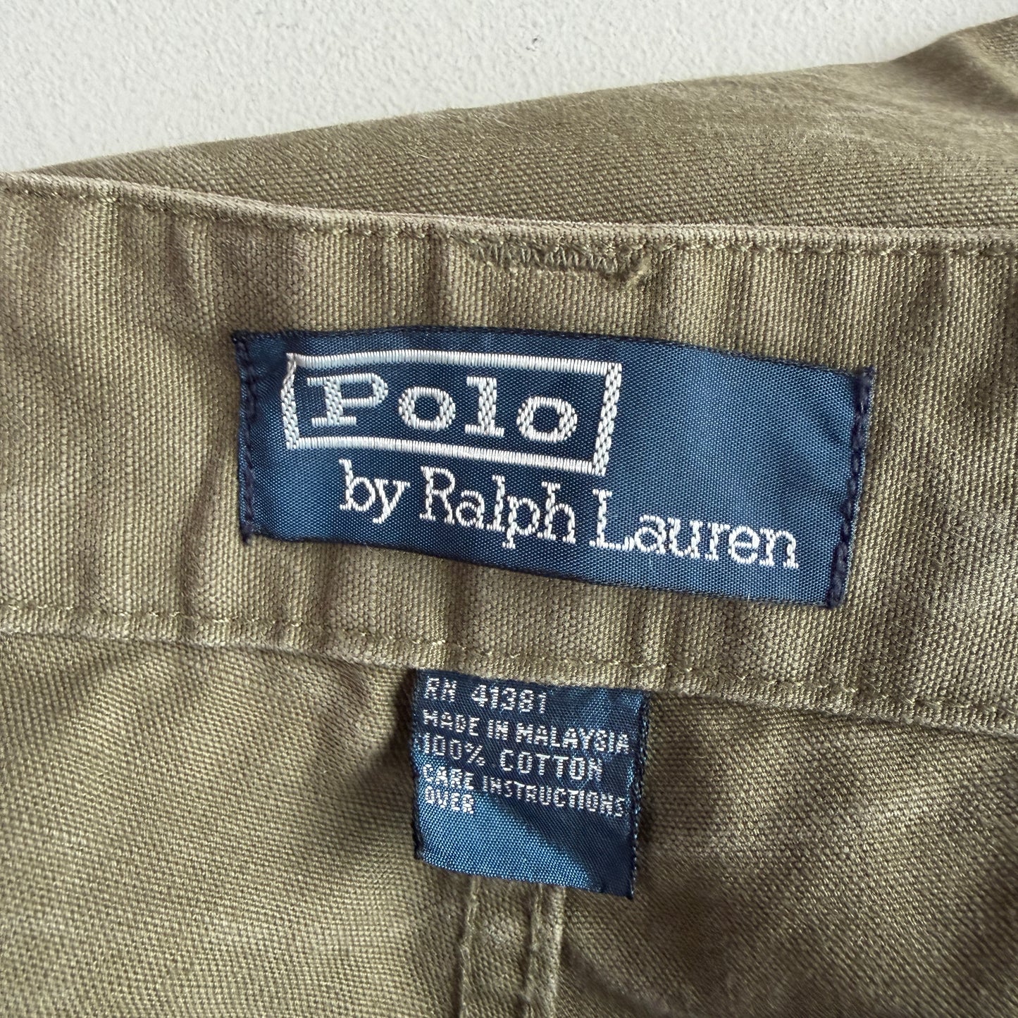 VNTG Polo Ralph Lauren (36x30) Cinch-Back Sage Green Cotton Canvas Utility Pants