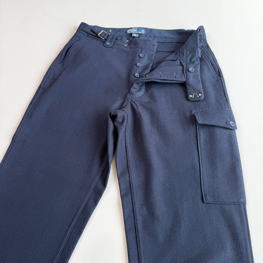 NWOT Polo Ralph Lauren (36x33) Navy Blue Wool/Angora/Cashmere Side Tab Pants