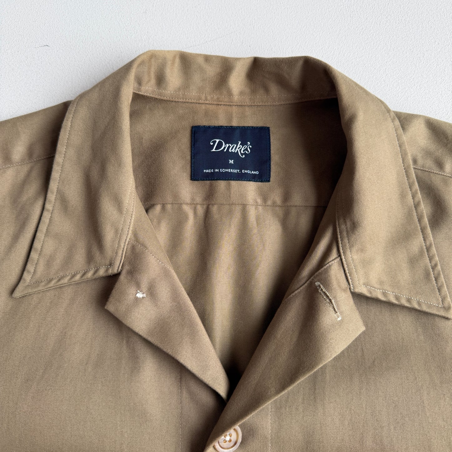 Drake's London (M) Olive/Khaki Twill Cotton Iridescent Over Shirt