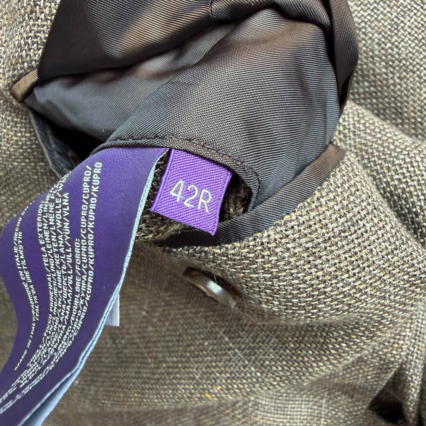 Ralph Lauren Purple Label (42R) Linen/Wool Hopsack Taupe Sport Coat