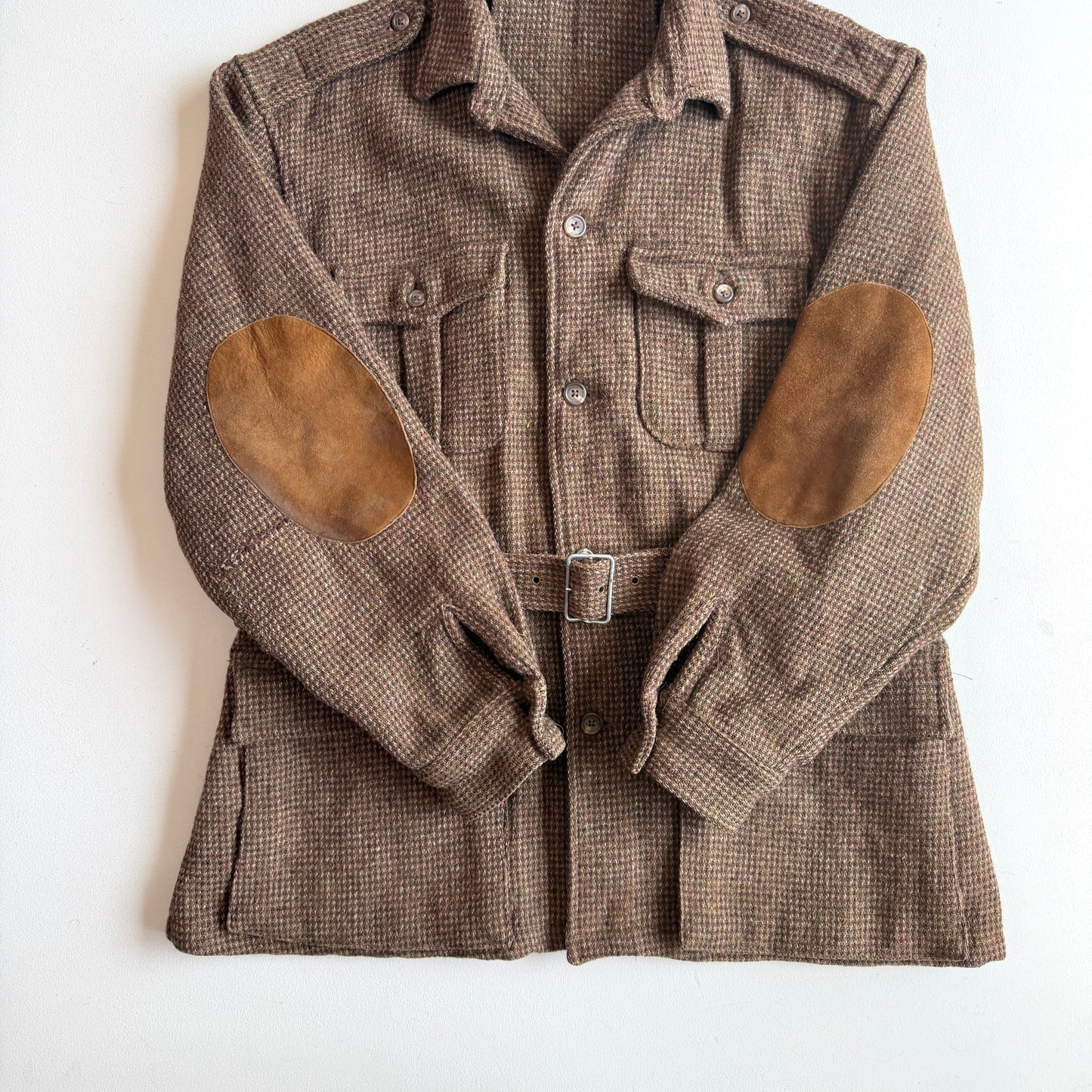 VNTG Polo Ralph Lauren (XL) Norfolk Wool Tweed Belted Melange Jacket Coat