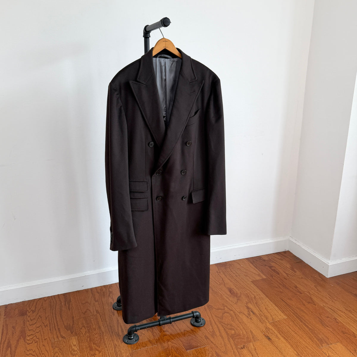 Ermenegildo Zegna (56L) 100% Cashmere Oxblood Half-Belt Double Breast Overcoat