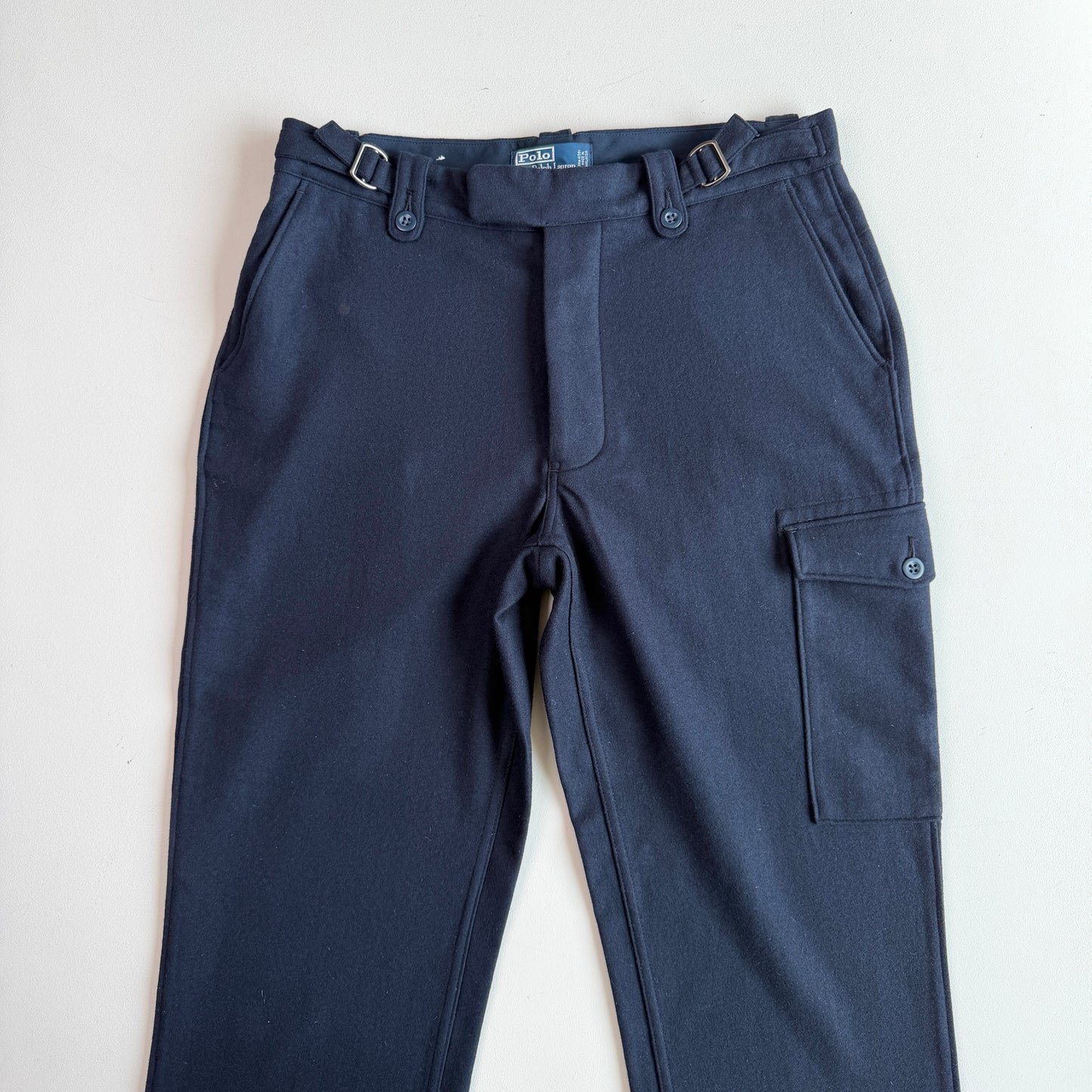 NWOT Polo Ralph Lauren (36x33) Navy Blue Wool/Angora/Cashmere Side Tab Pants