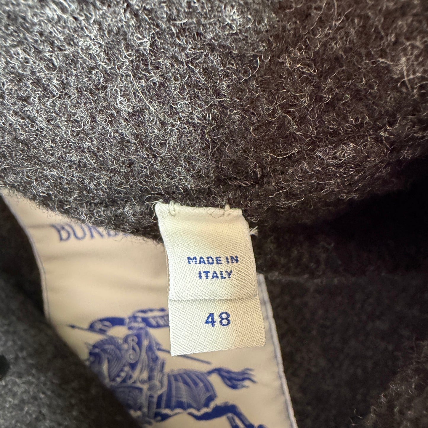Burberry (48IT) 100% Wool Tweed Charcoal Military Button Jacket