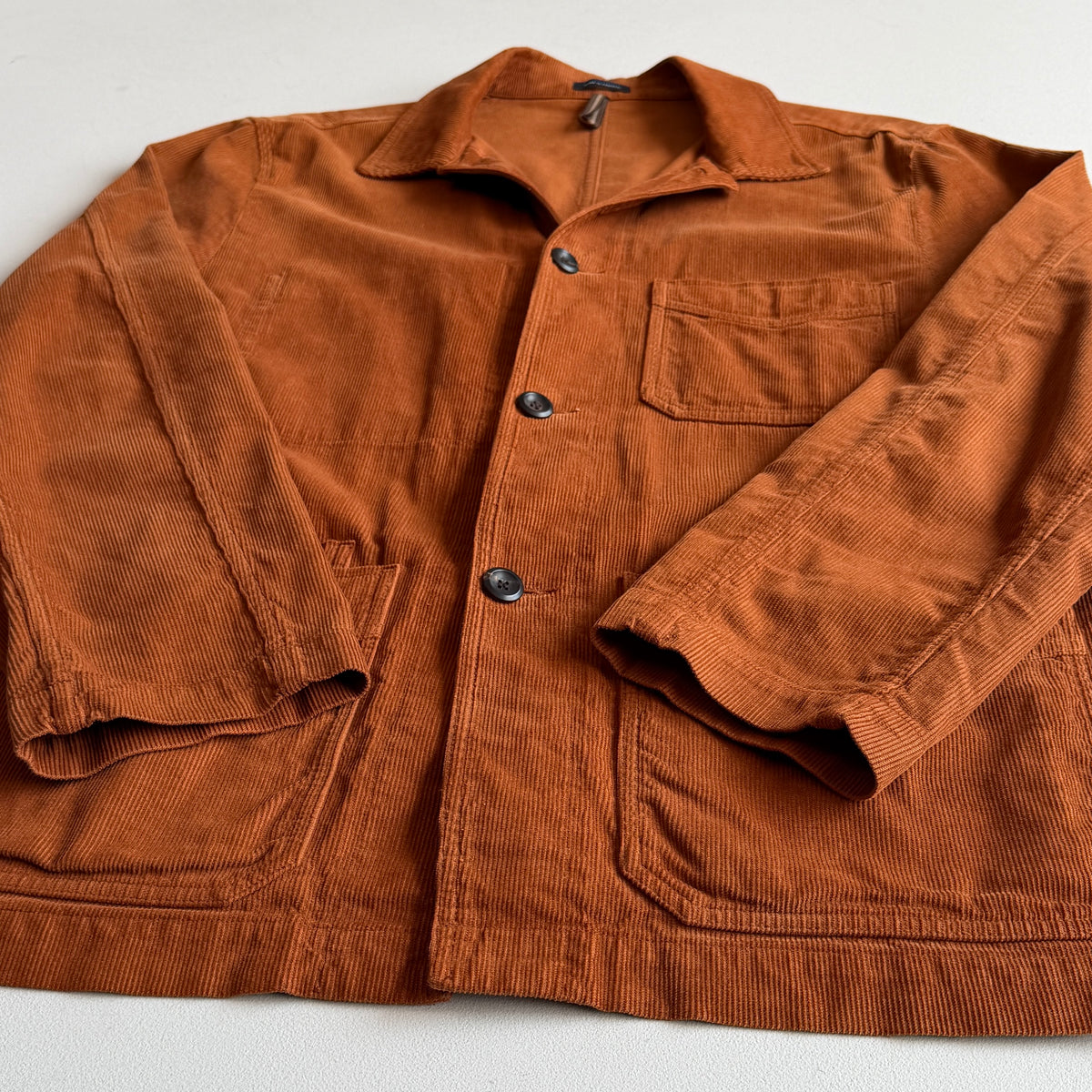Drake's London (44 /XL) Burnt Orange Corduroy Chore Coat Jacket