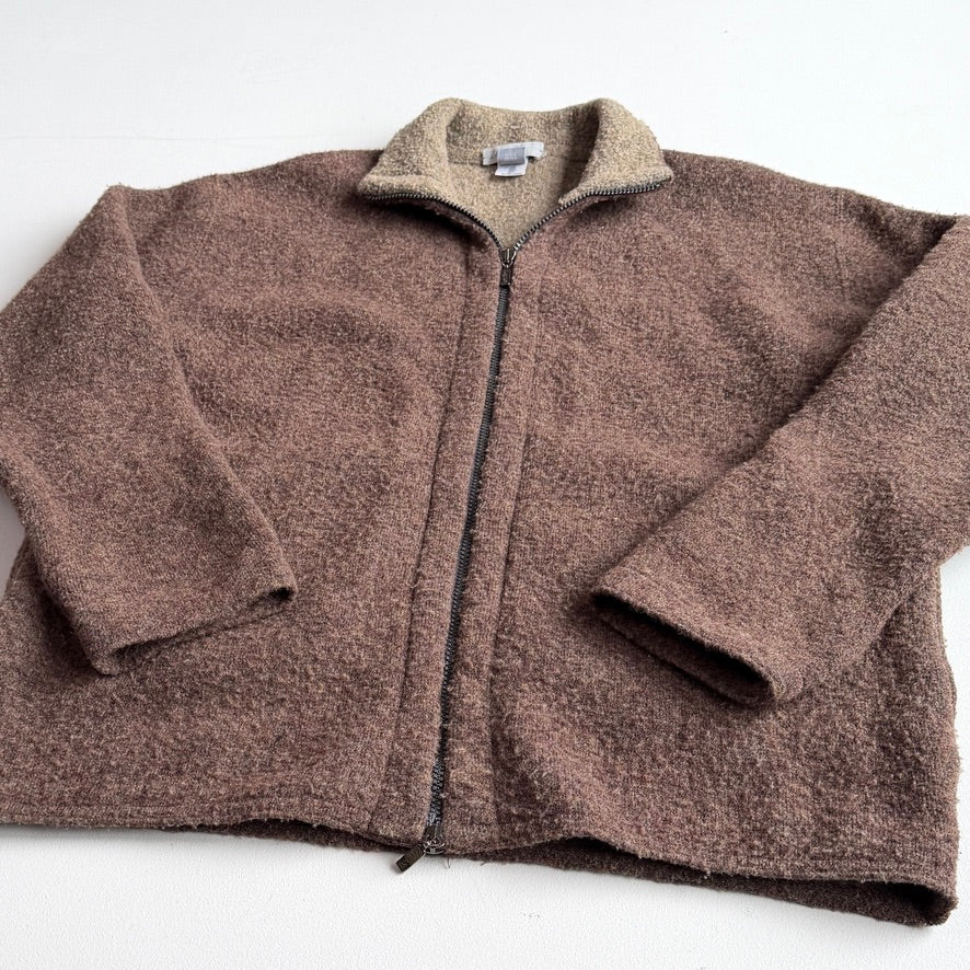 Zenga Sport (M) Wool-Blend Mottled Boucle Red Brown Jacket
