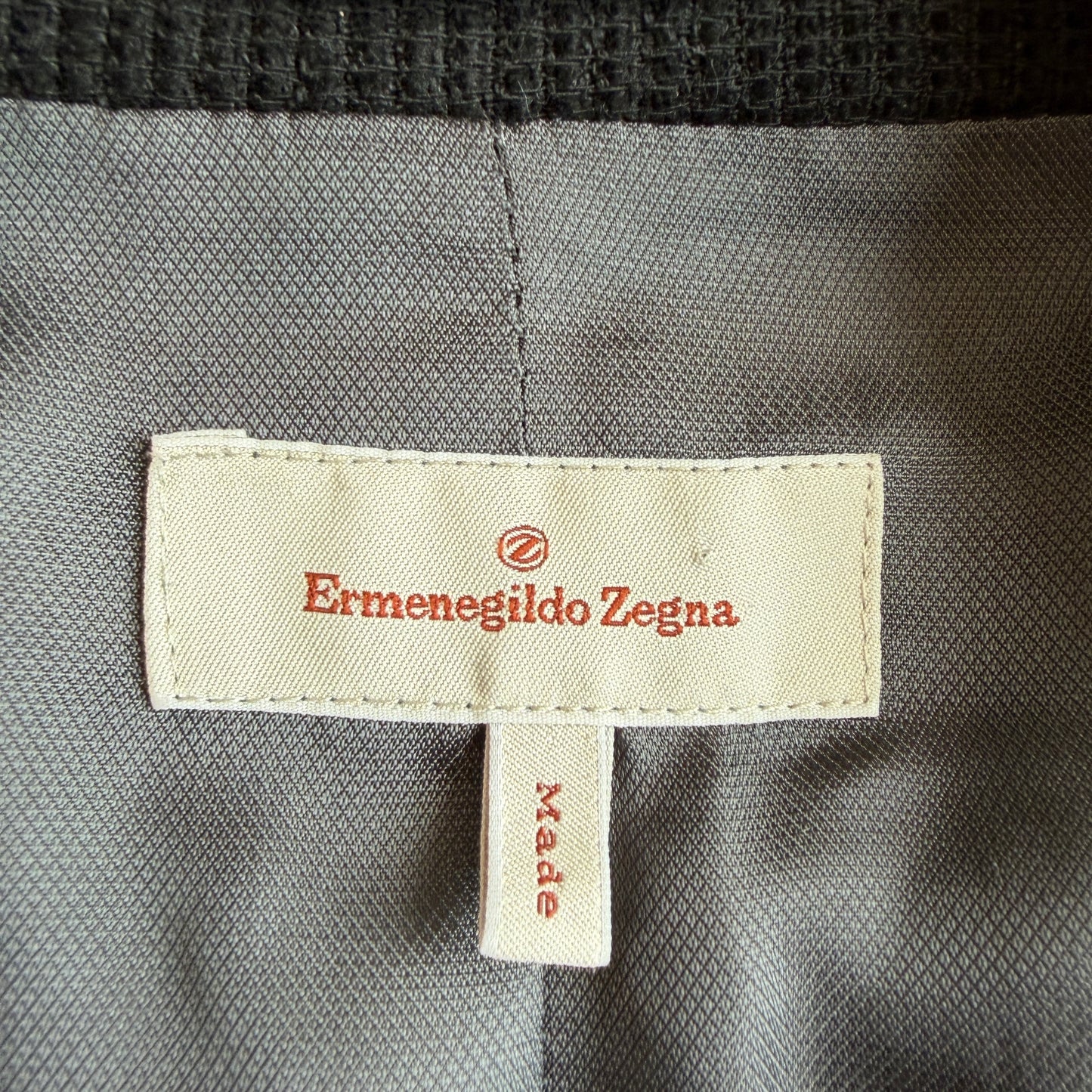 Ermenegildo Zegna (L / 52IT) Cotton/Wool Ribbed Off-Black Car Coat