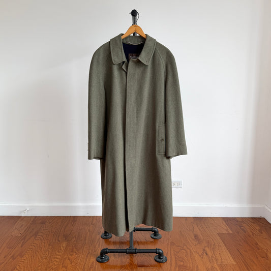 Paul Stuart (40R) Sage 100% Wool Twill Lined Balmacaan Car Coat
