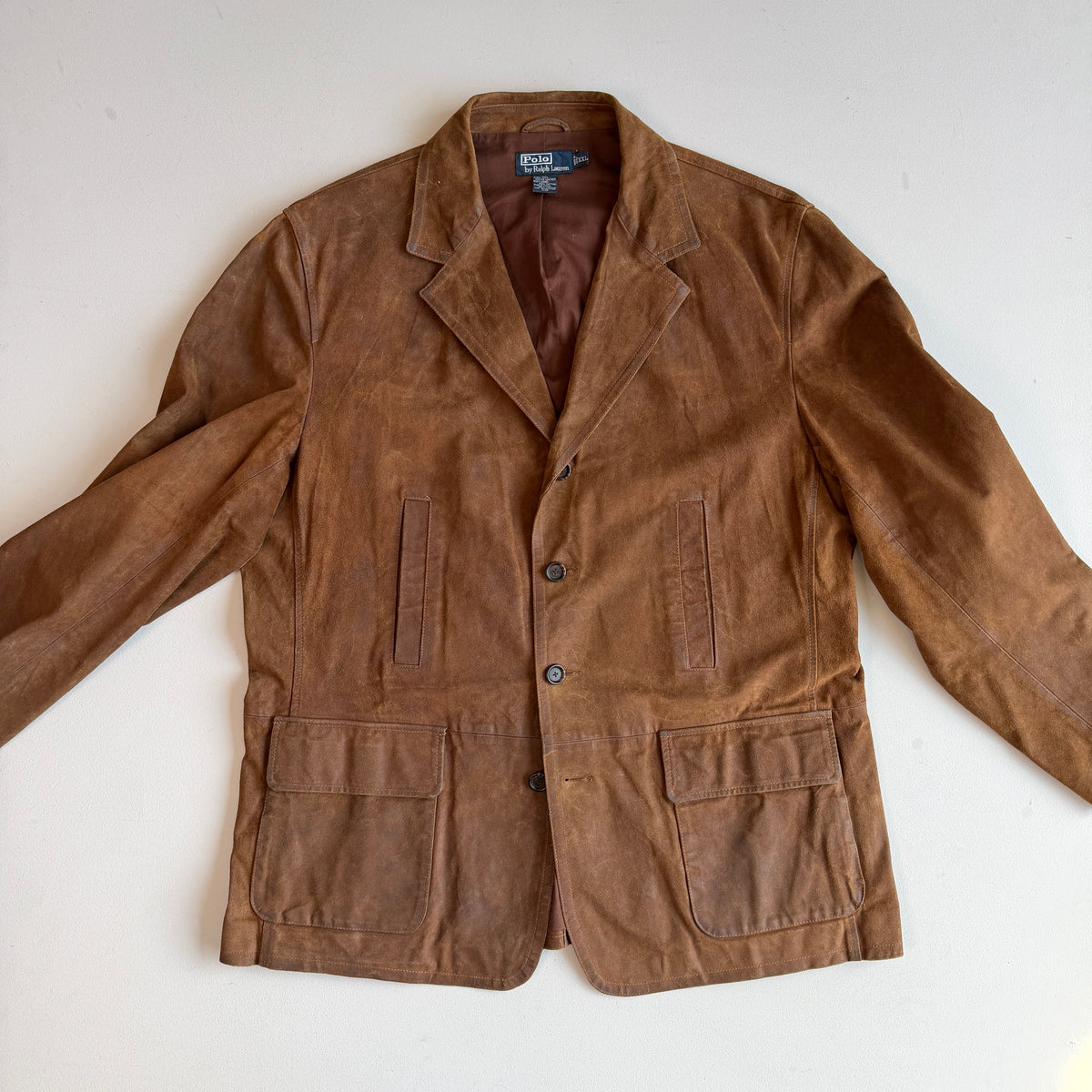 Polo Ralph Lauren (2XL) Leather Suede Half-Norfolk Tawny Field Jacket Coat