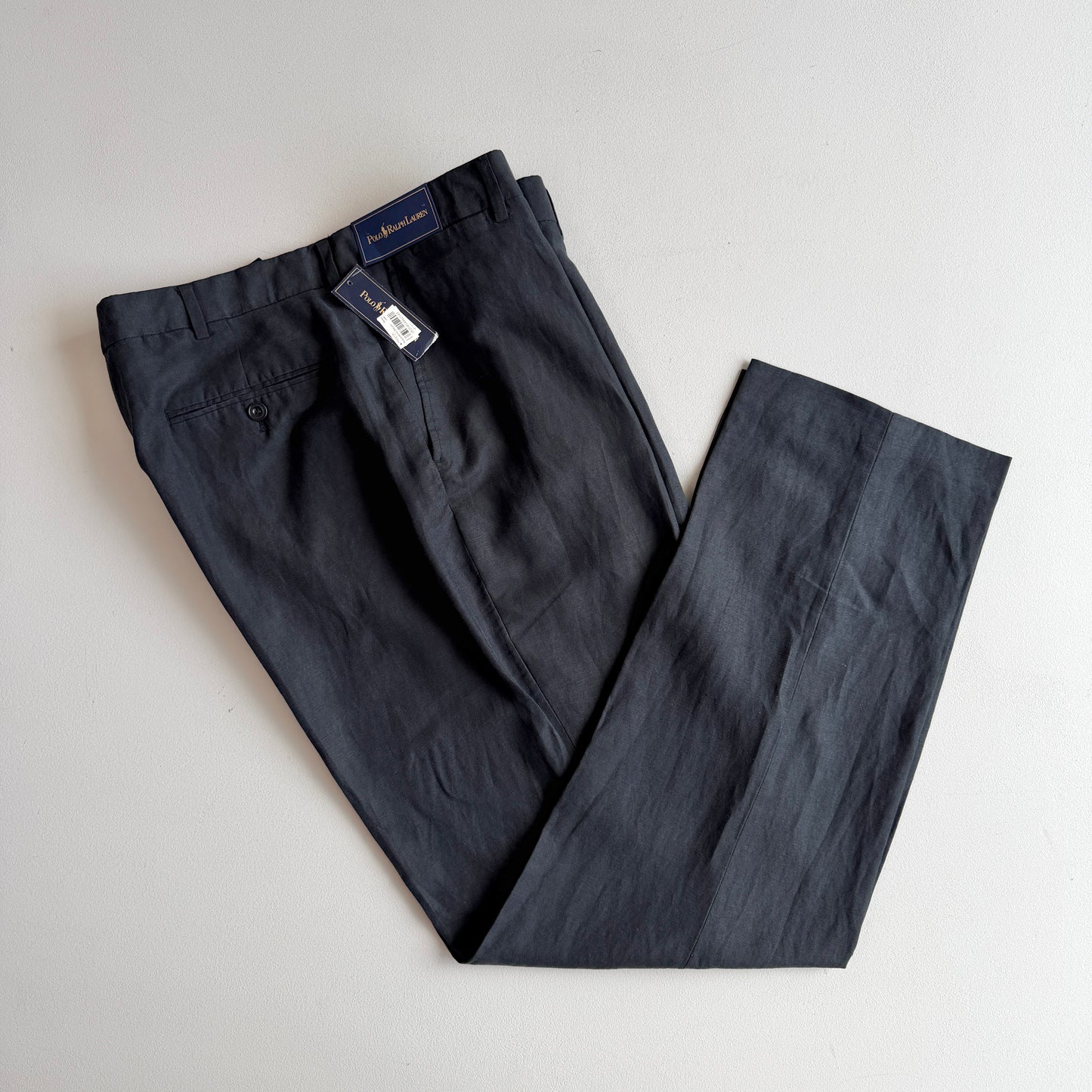 NWT Polo Ralph Lauren (36x32) Linen/Silk Navy Blue Trouser Pants