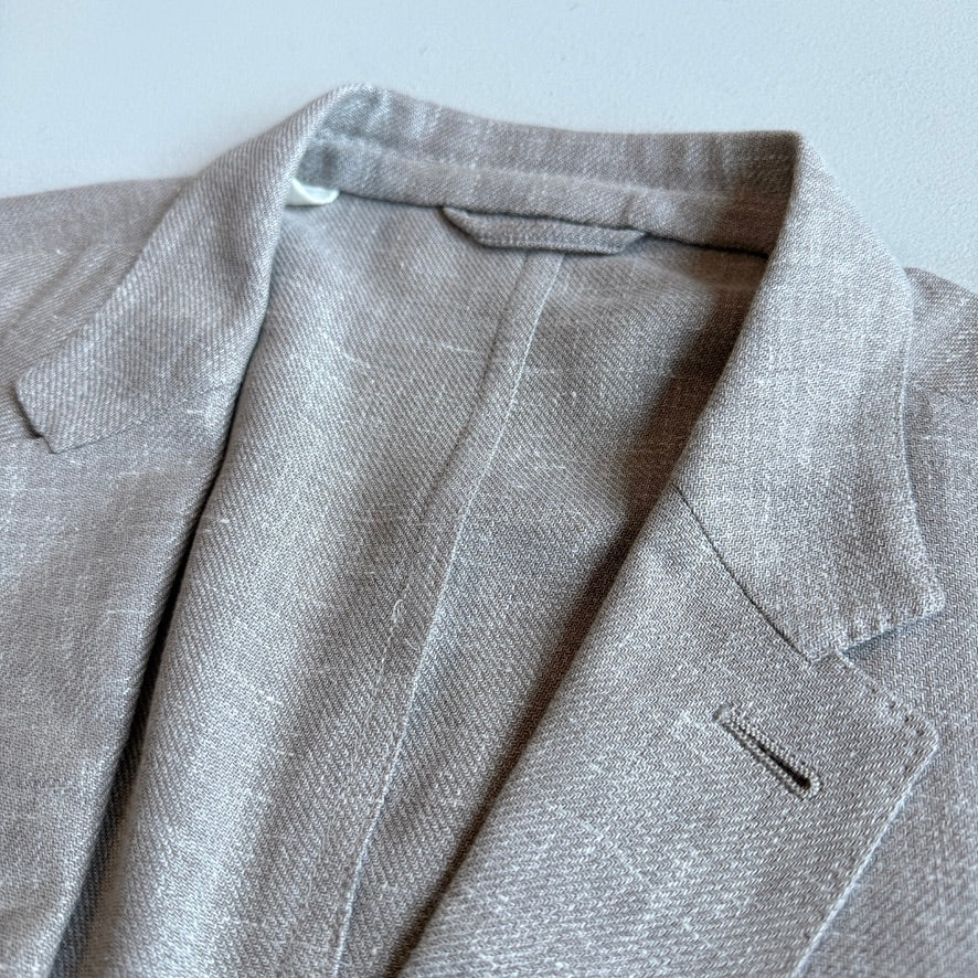 Ermenegildo Zegna (56R) Taupe Linen/Wool/Silk Unstructured Crossover "Shirt Jacket"