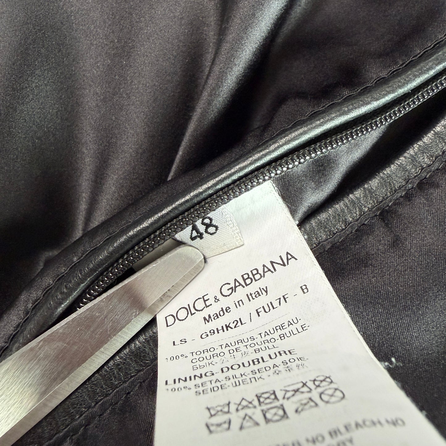 Dolce & Gabbana (48IT / M) Black Leather Brass Zipper Cafe Racer Jacket