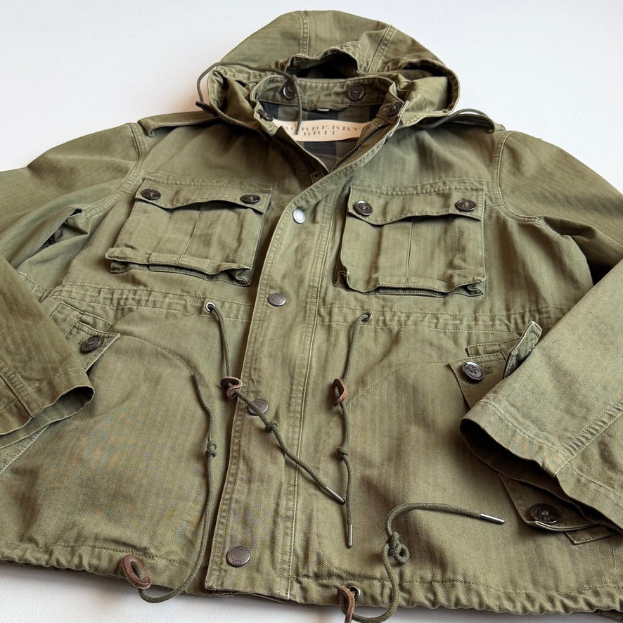 Burberry Brit (L) Military Green Cotton Herringbone Field Jacket