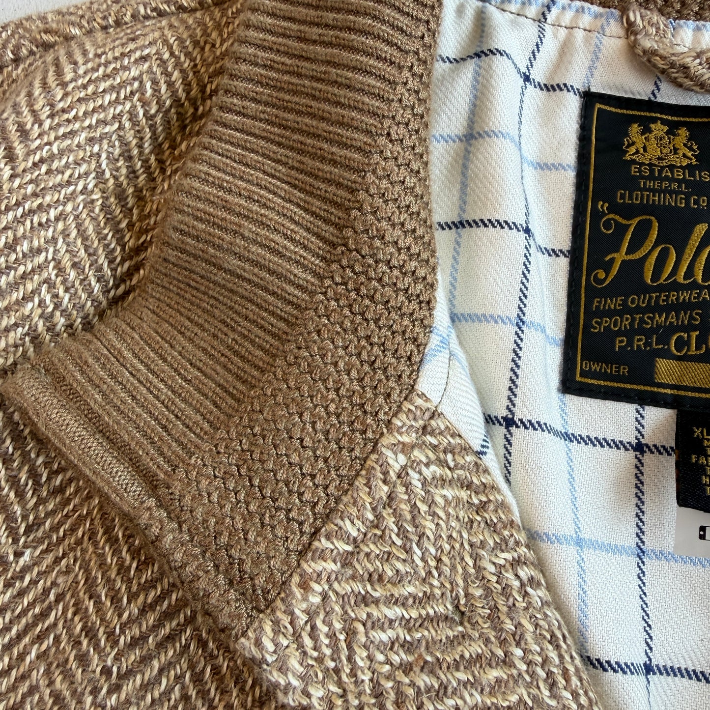 Polo Ralph Lauren (XL) Linen/Silk/Wool Tweed Beige Bomber-Style Jacket