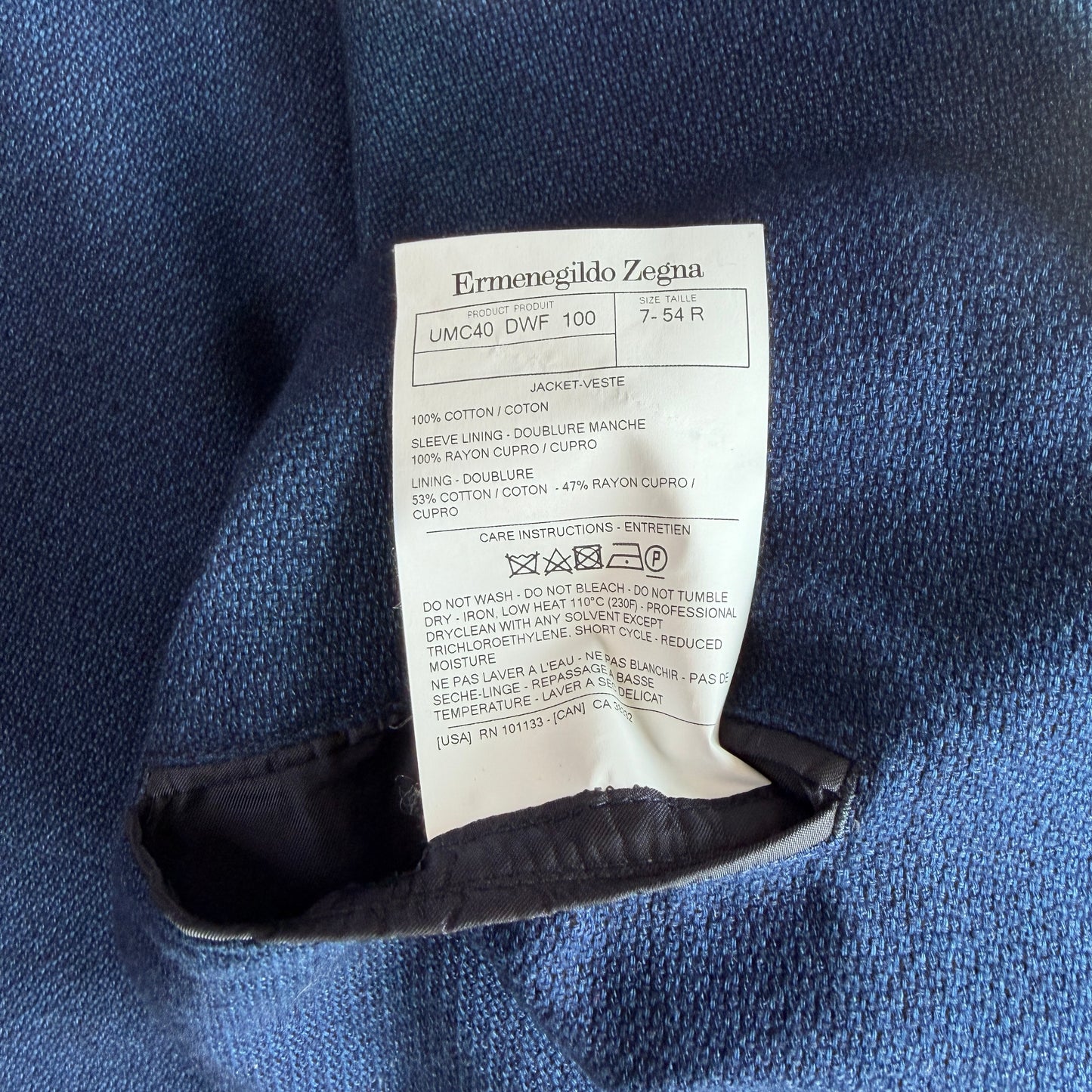 Ermenegildo Zegna (54R) Indigo Knit Cotton Unstructured Sports Jacket