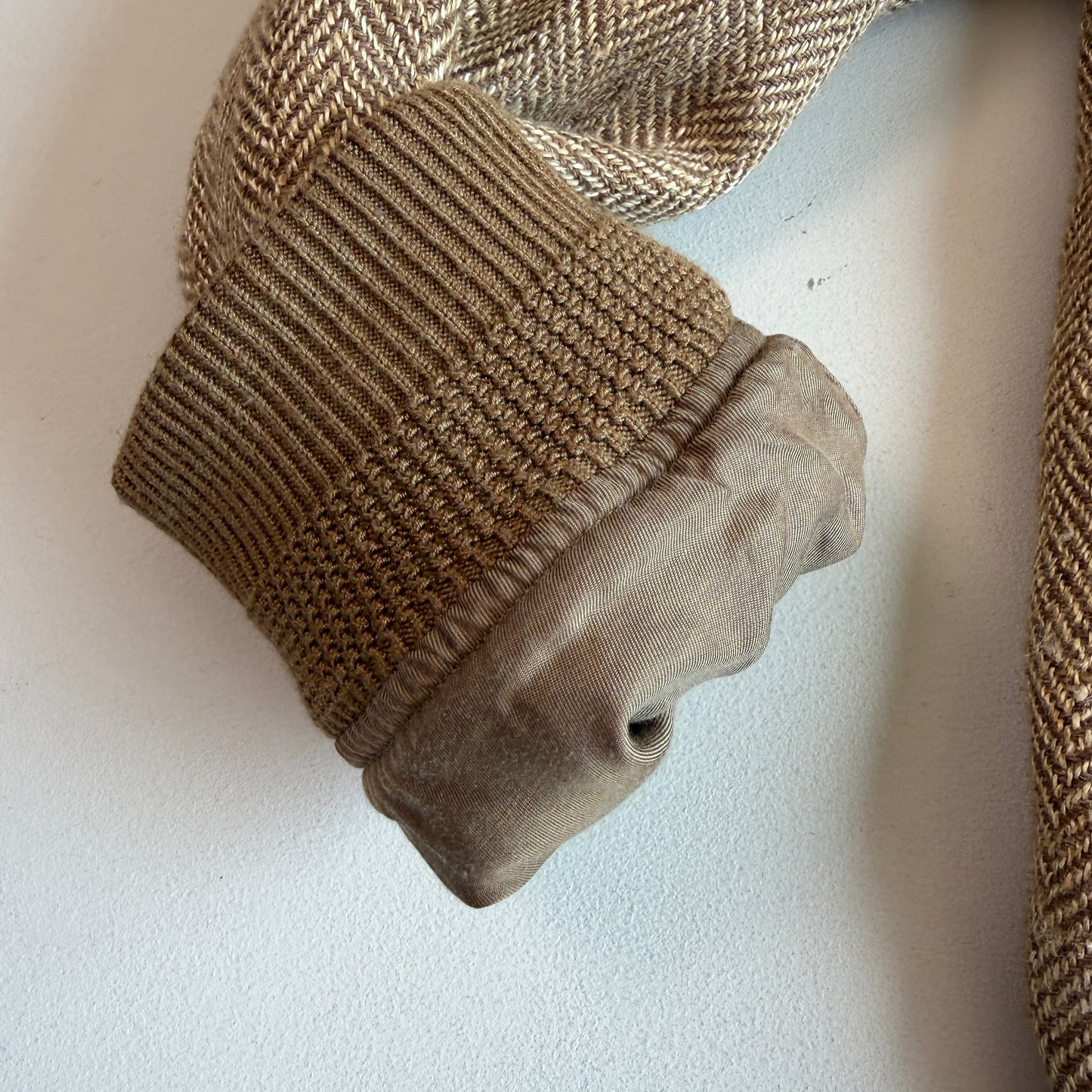 Polo Ralph Lauren (XL) Linen/Silk/Wool Tweed Beige Bomber-Style Jacket