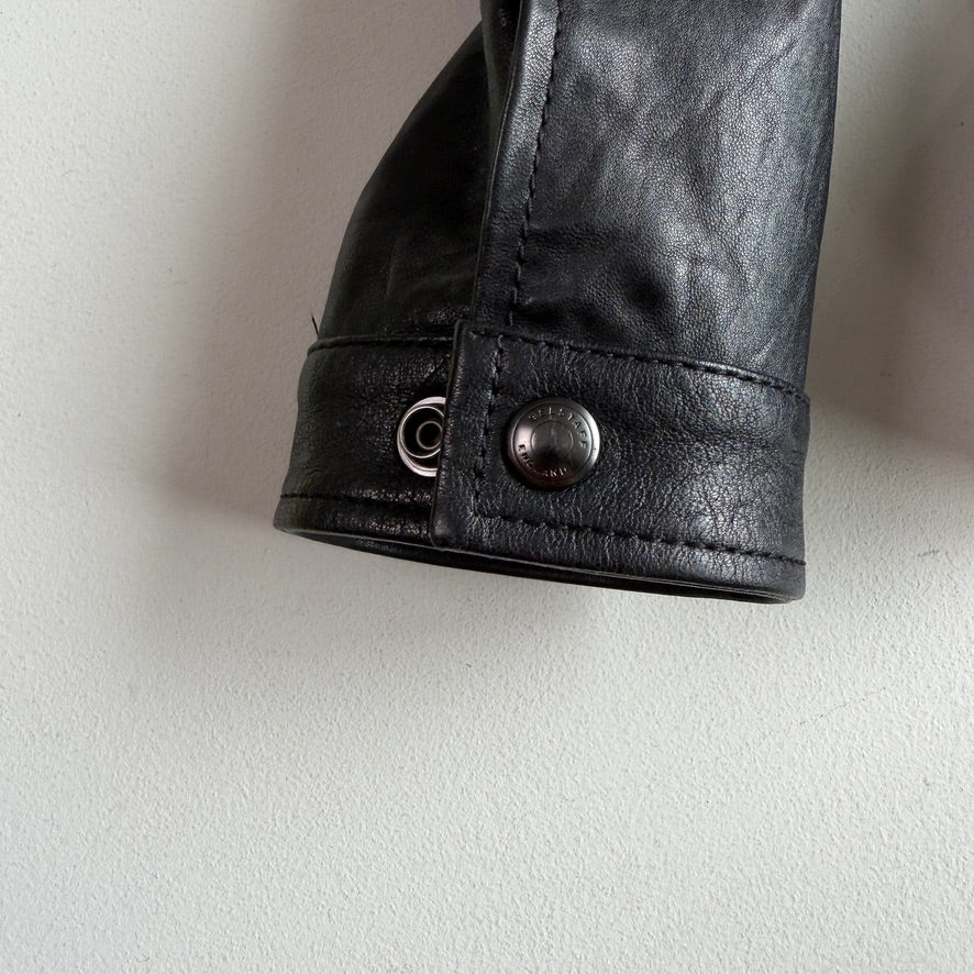Belstaff (42 / 52IT) Nappa Lamb Leather Raceway Motorcycle Black Jacket