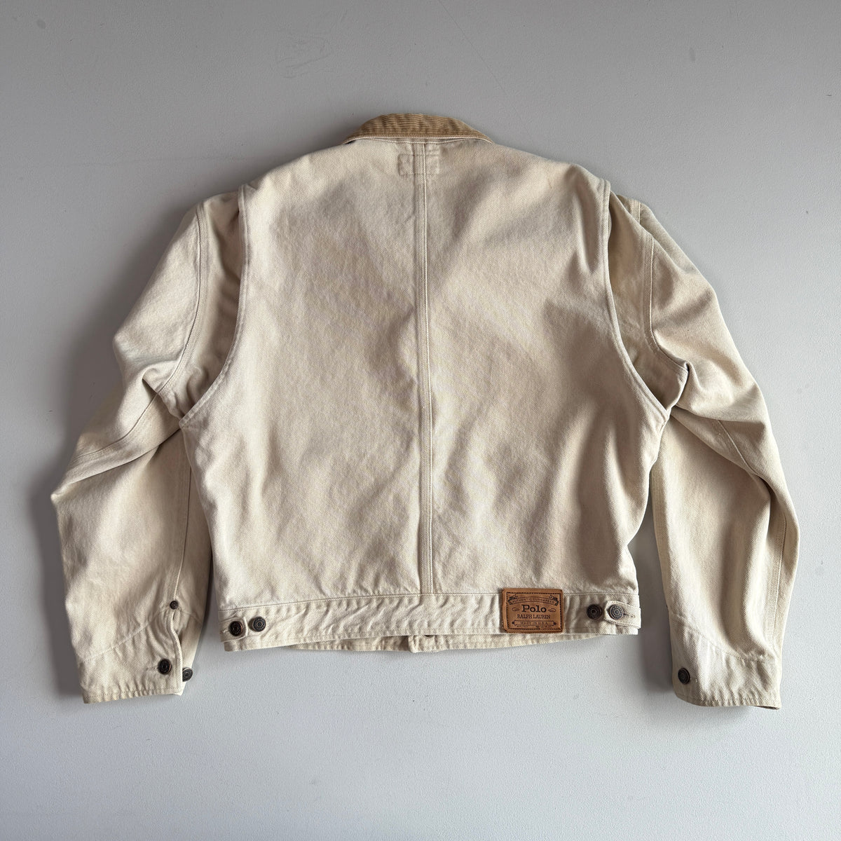 VNTG Polo Ralph Lauren (M) Cream/Beige Denim Cotton Trucker Jacket