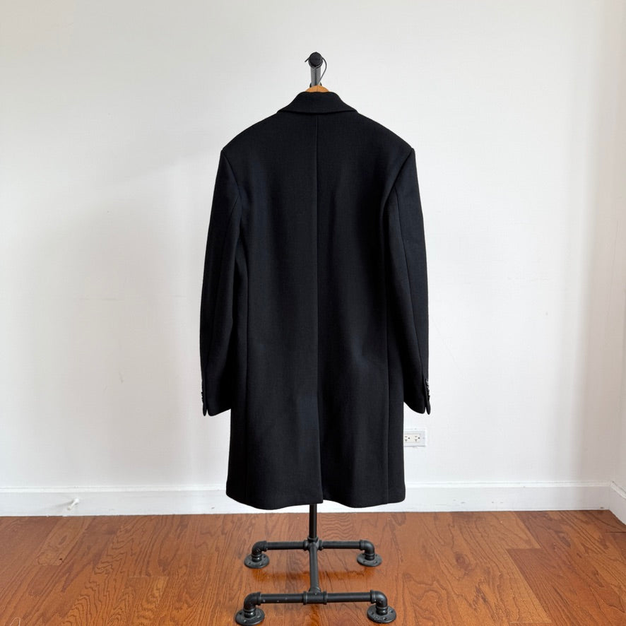 NWT Dolce & Gabbana (50IT / 40R) Black Wool Blend Peak Lapel Topcoat