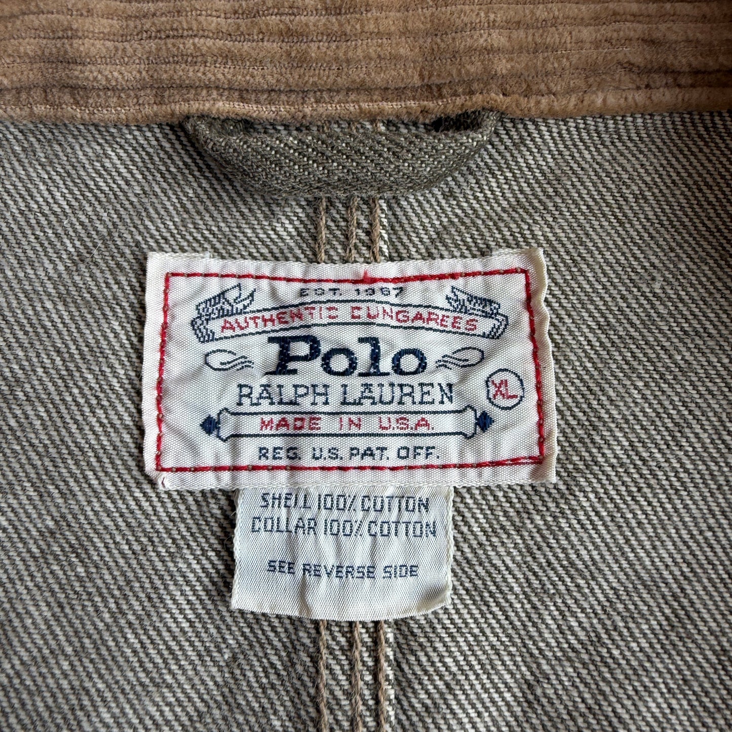 VNTG Polo Ralph Lauren (XL) Sage Green Denim Western Trucker Jacket