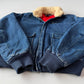VNTG Polo Ralph Lauren (S) Shearling Collar Denim Flannel Lined Bomber Jacket