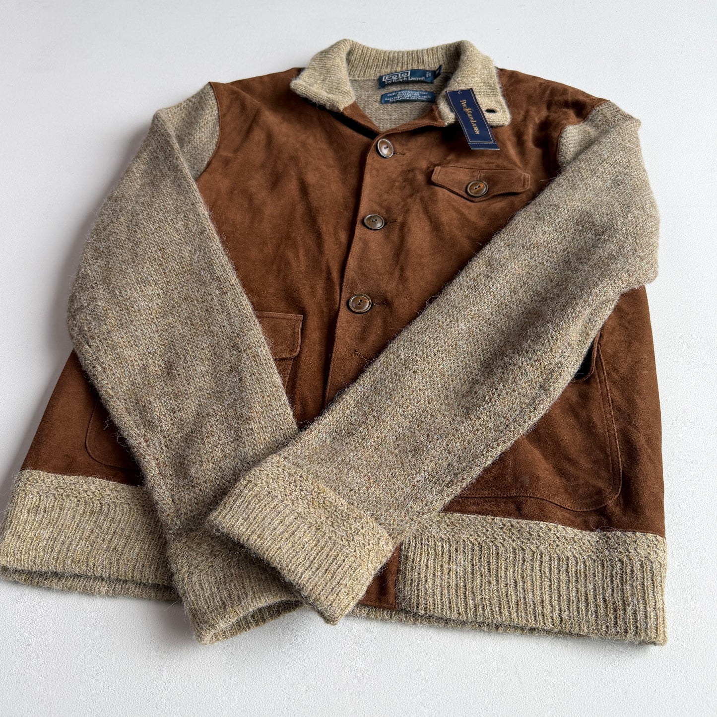 NWT Polo Ralph Lauren (M) Suede Alpaca/Wool Button Sweater
