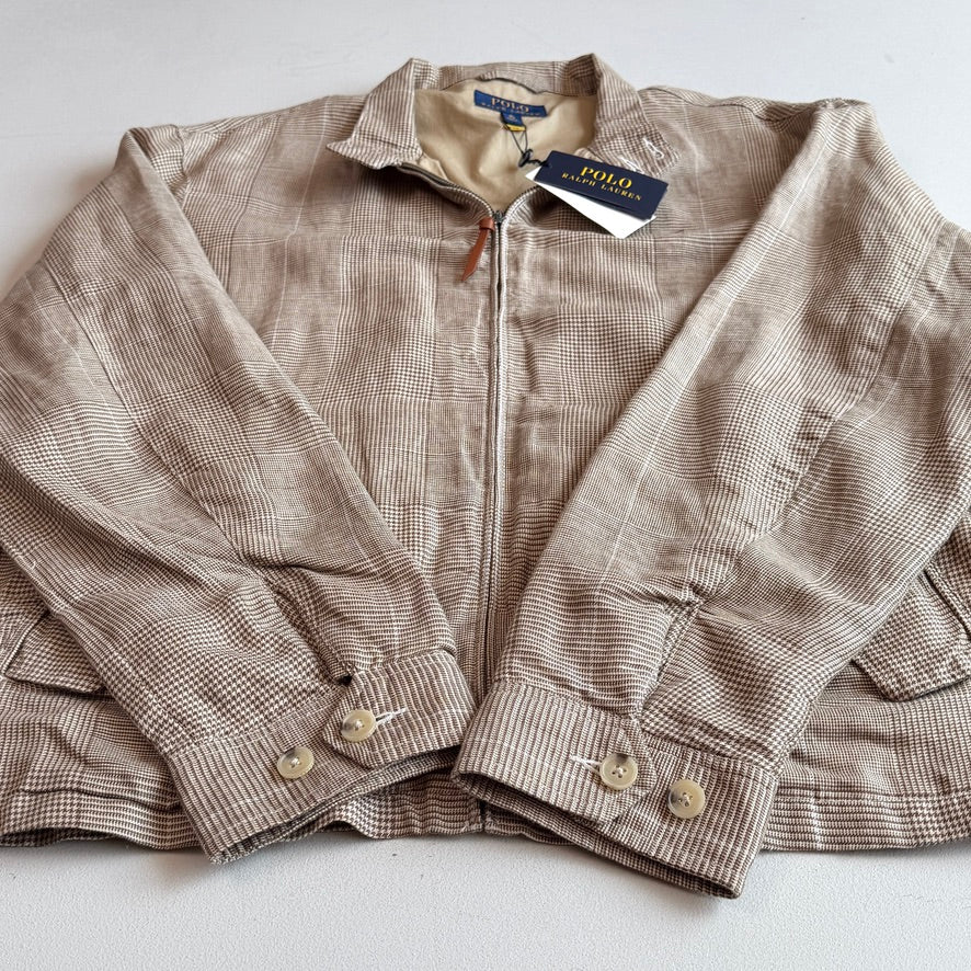 NWT Polo Ralph Lauren (XL) Linen Blend Glen Plaid Lined Lightweight Jacket