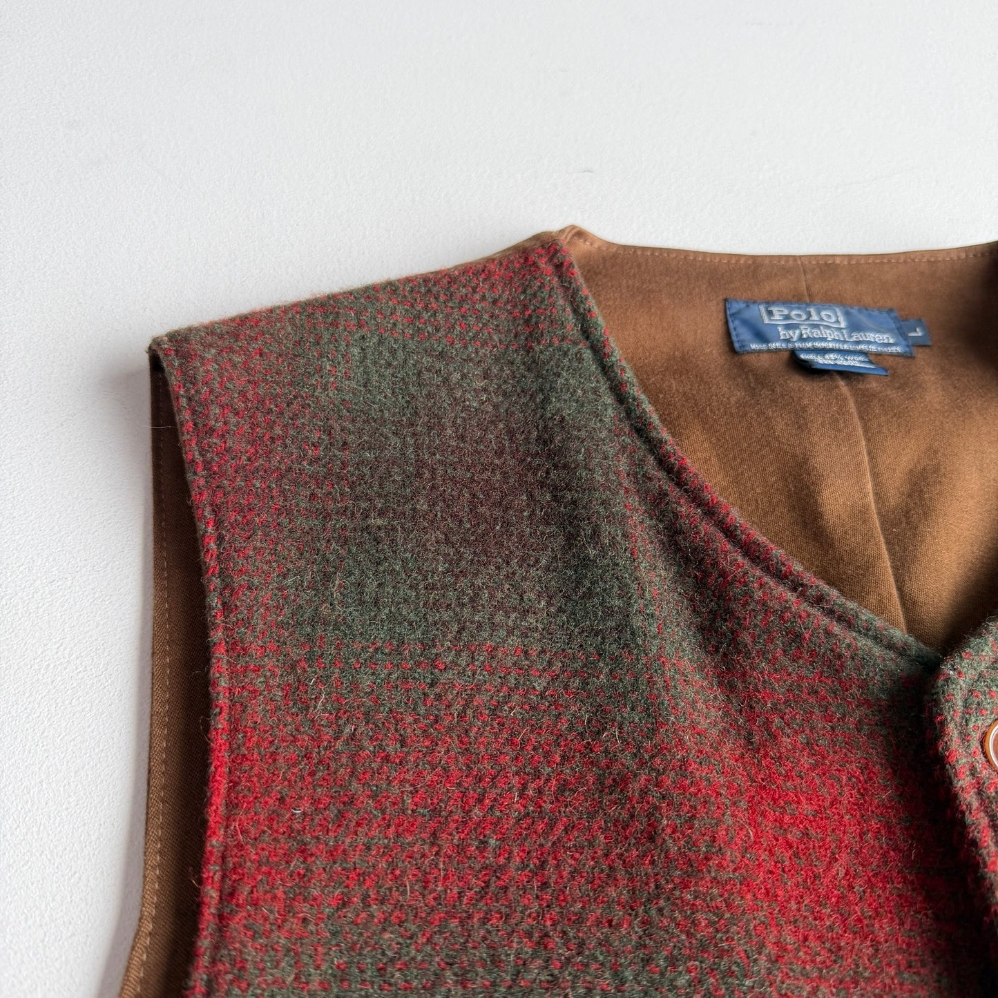 VTNG Polo Ralph Lauren (L) Wool Shadow Plaid 4 Pocket Vest