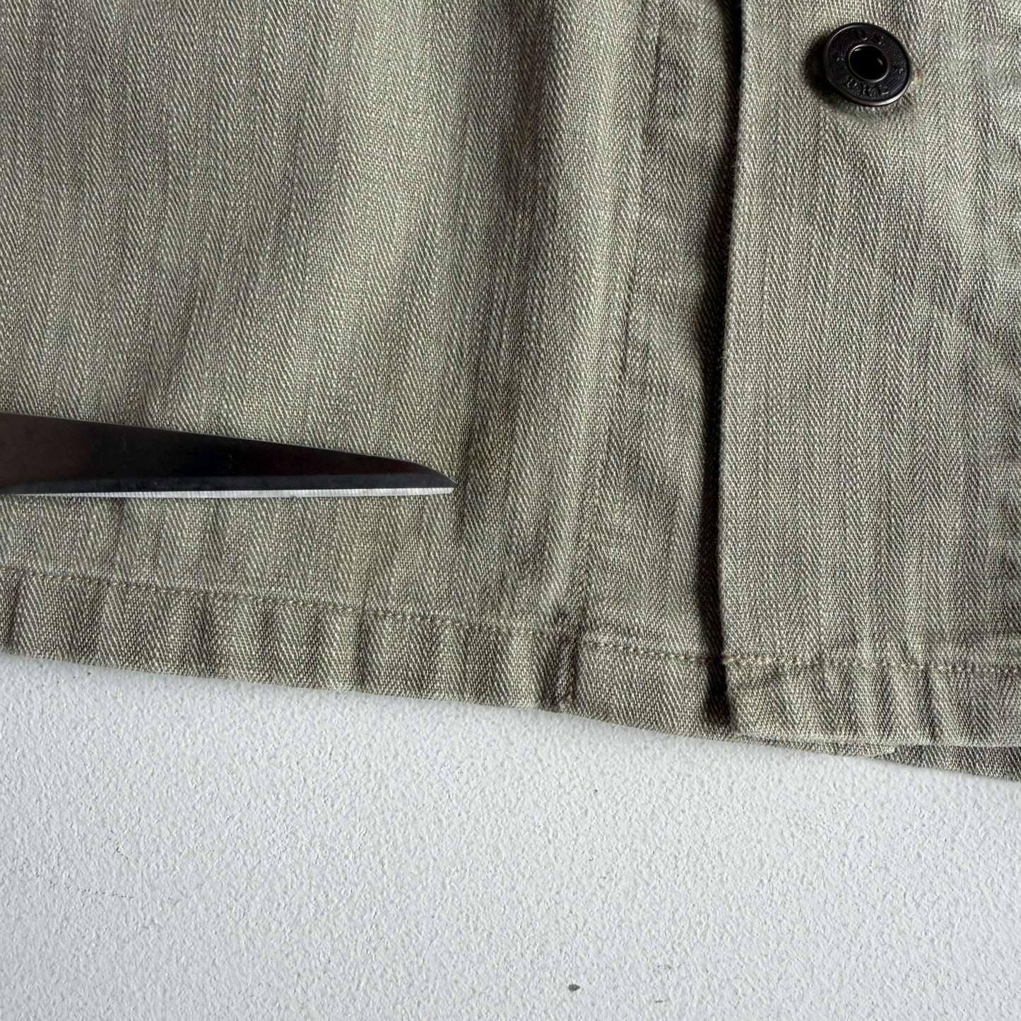Polo Ralph Lauren (XL) WWII Military Herringbone Sage Cotton Fatigue Jacket