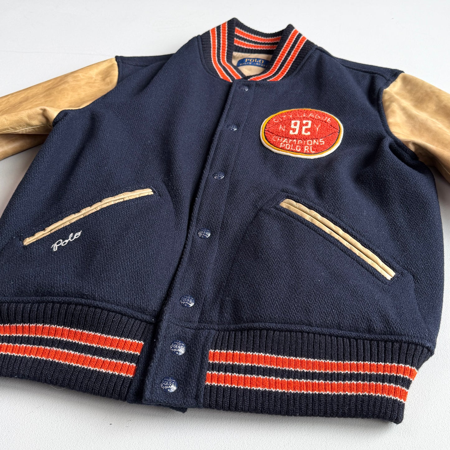 Polo Ralph Lauren (M) "Lightning Basketball" Varsity Leather Letterman Jacket