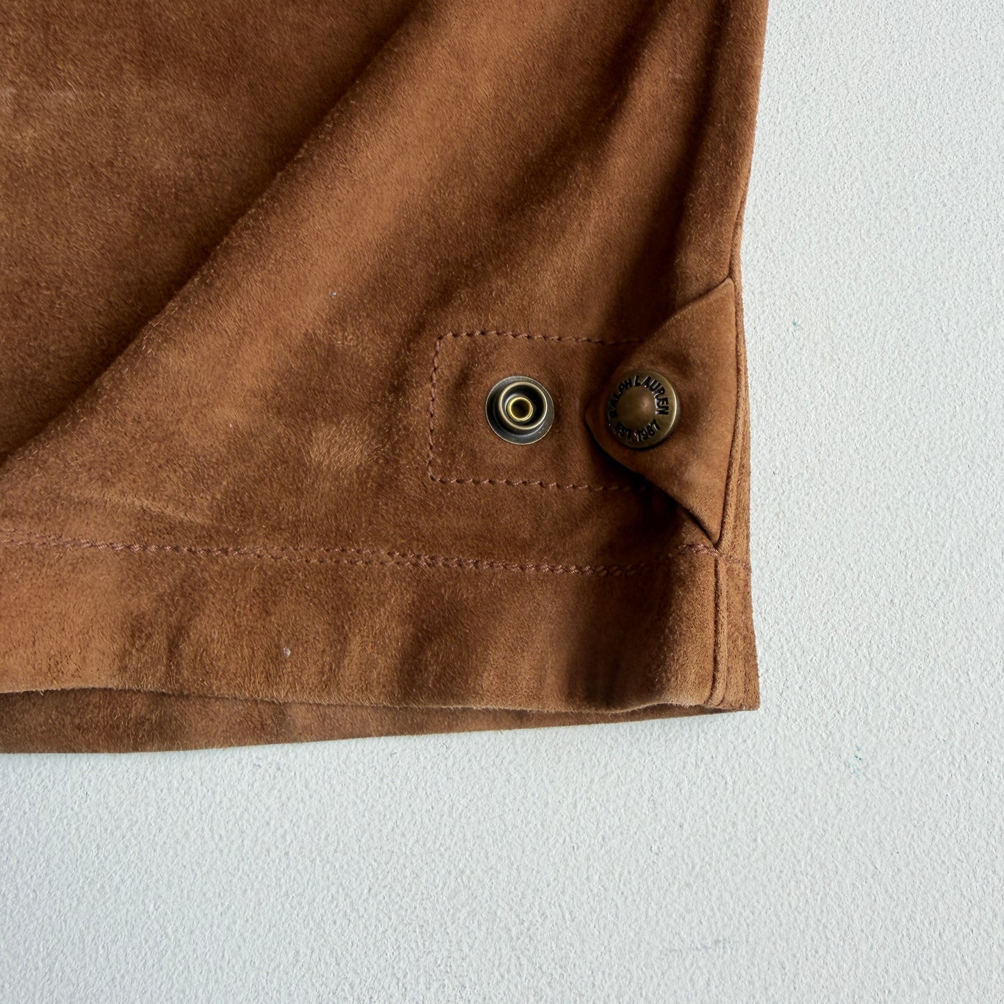 Polo Ralph Lauren (32x30) Suede Leather Cargo Motorcycle Tawny Brown Pants
