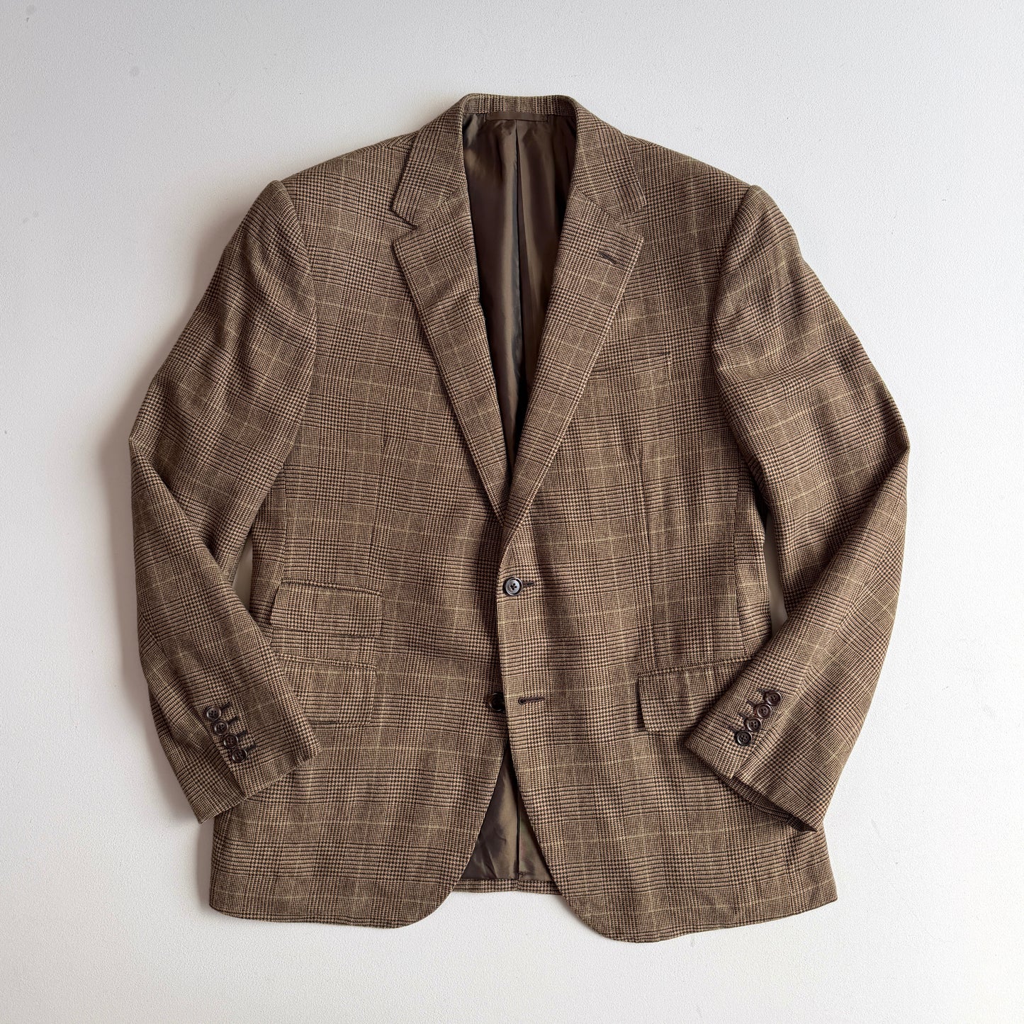 Ralph Lauren Purple Label (40R) Wool Flannel Glen Plaid Brown Sports Coat