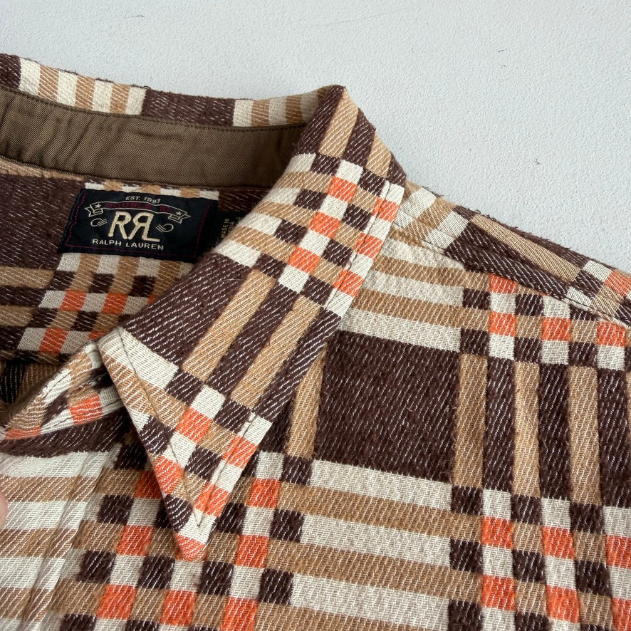 RRL Ralph Lauren (M) Cody Jacquard Cotton Brown/Orange Heritage Work Shirt (Copy)