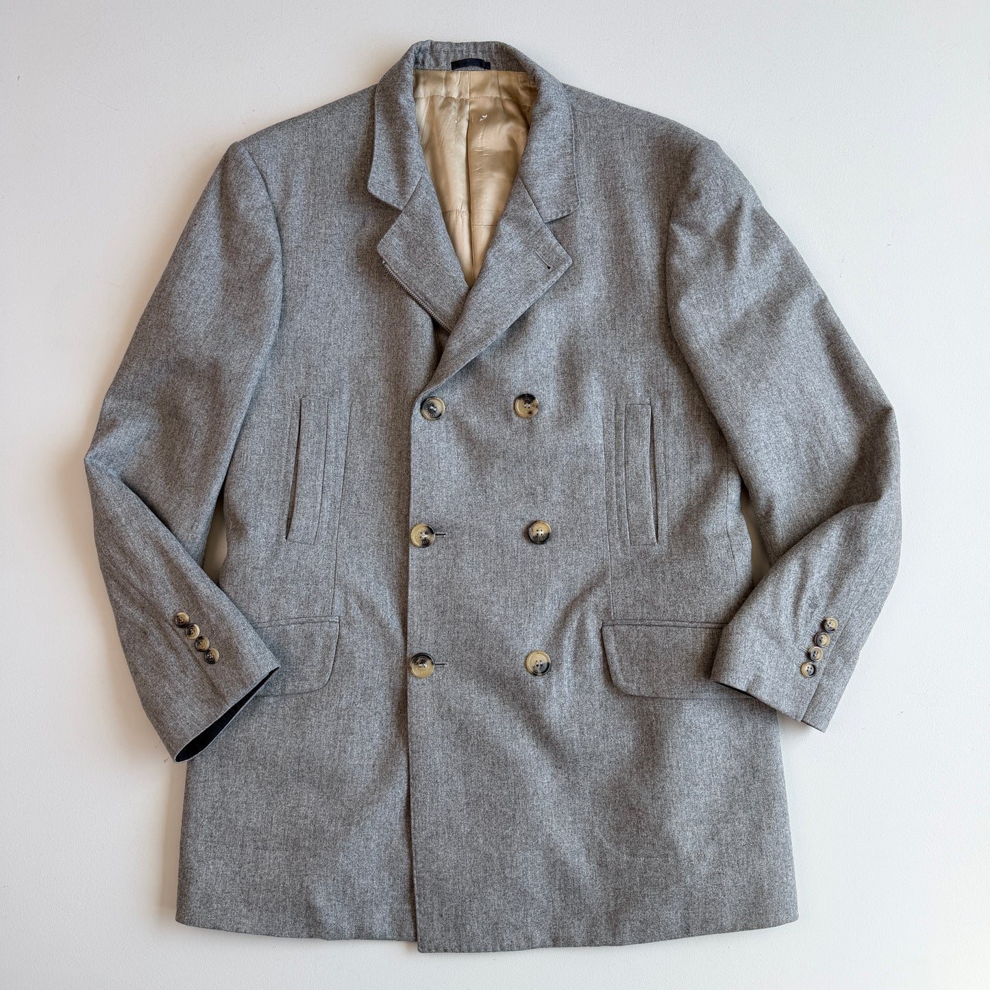 Brunello Cucinelli (50) Sport-Coat Style Brushed Wool Cashmere Zip Peacoat