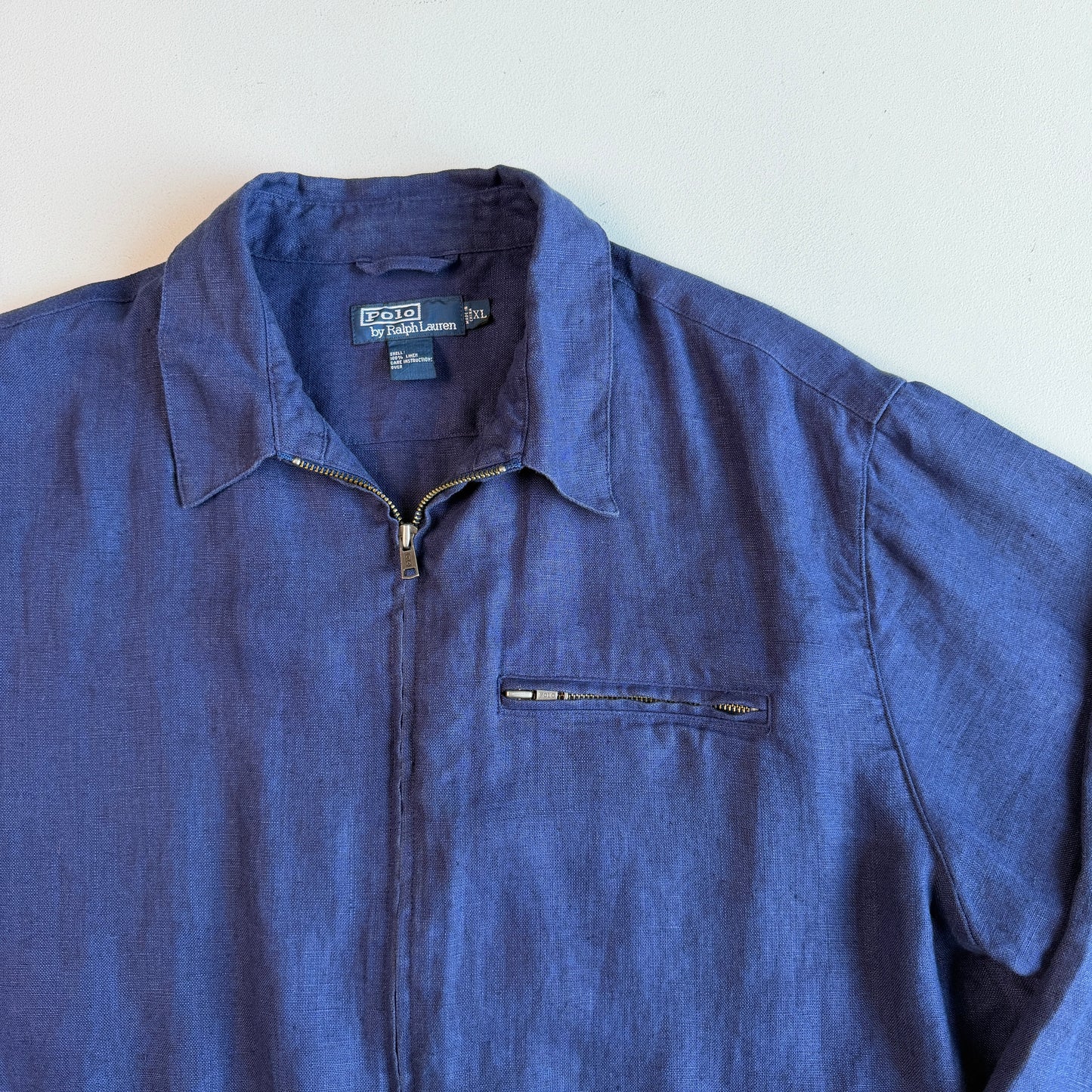 Polo Ralph Lauren (XL) 100% Linen Deep Blue Zip Jacket