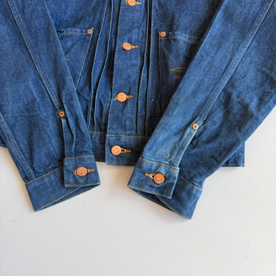 VNTG Ralph Lauren Polo Western (M) Indigo Denim Copper Button Western Trucker Jacket