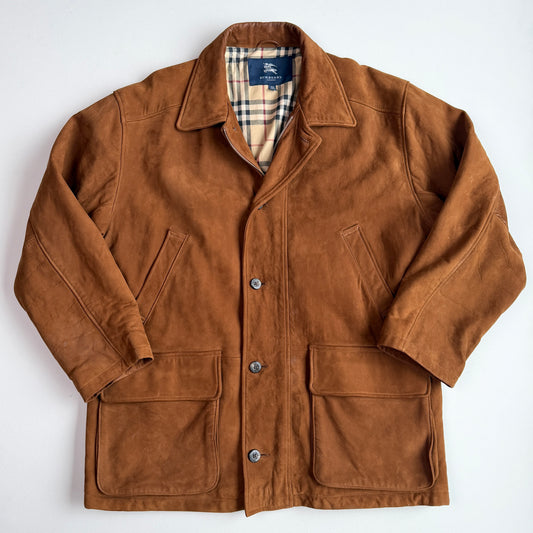 Burberry (XL) Suede Leather Tawny Nova Check Lined Field Coat