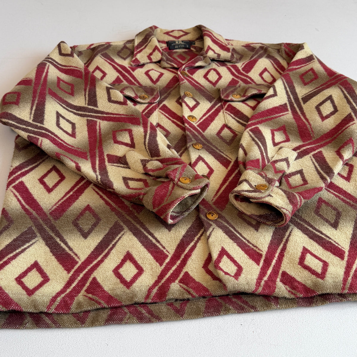 VNTG Ralph Lauren RRL (L) Cotton Blanket-Like Southwest Diamond Overshirt