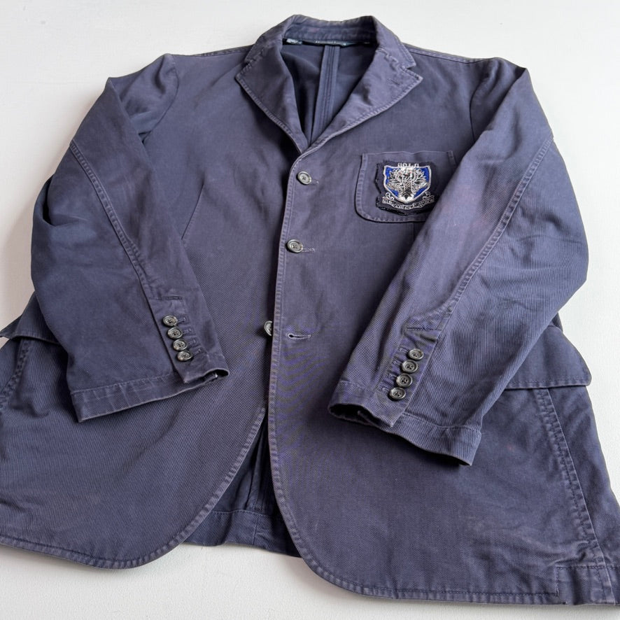VNTG Polo Ralph Lauren (L / XL) Crest Navy Blue Cotton Twill Sport Coat