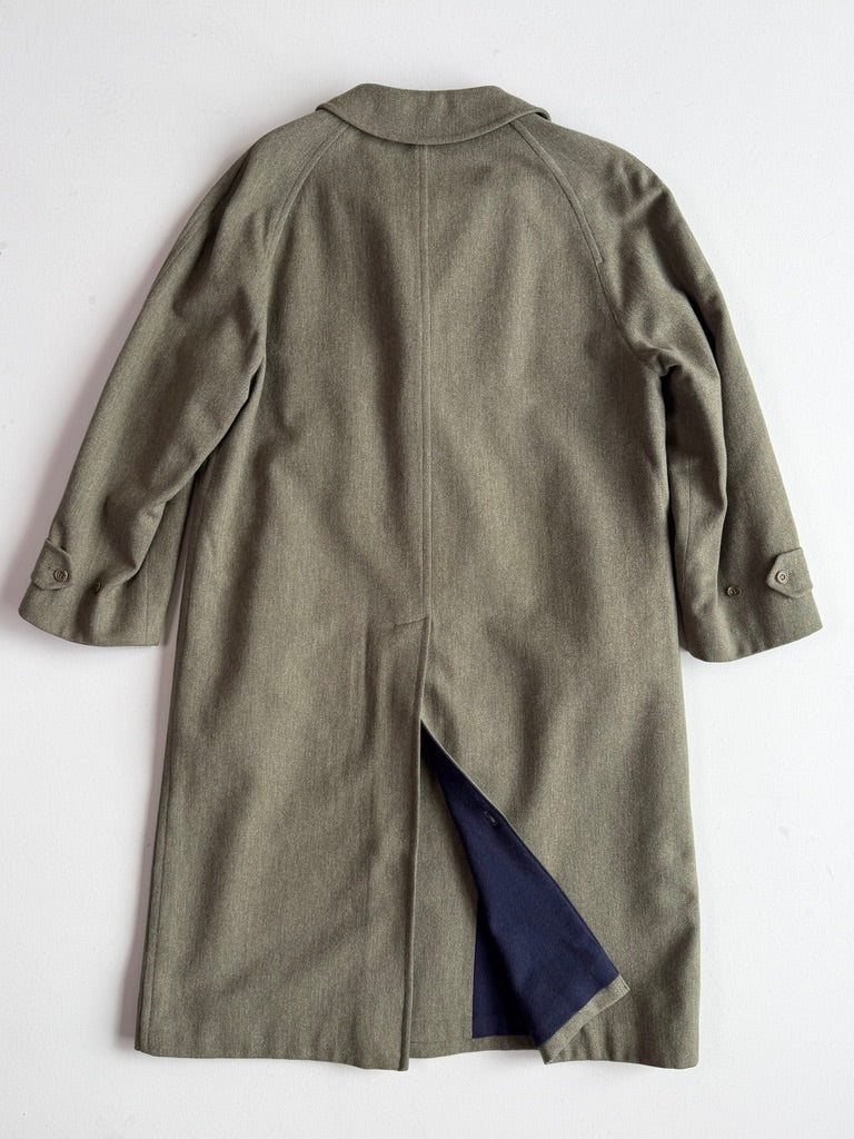 Paul Stuart (40R) Sage 100% Wool Twill Lined Balmacaan Car Coat