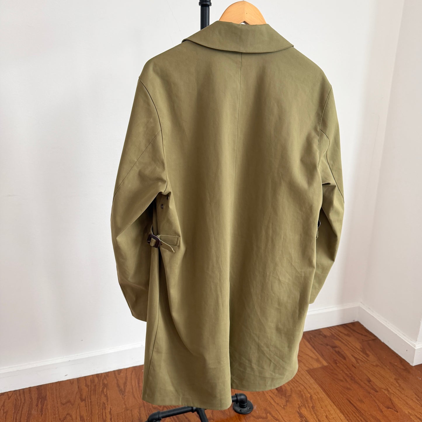 Paul Stuart (L / 42L) Cotton Side-Tab Olive/Khaki Rain Mac Coat