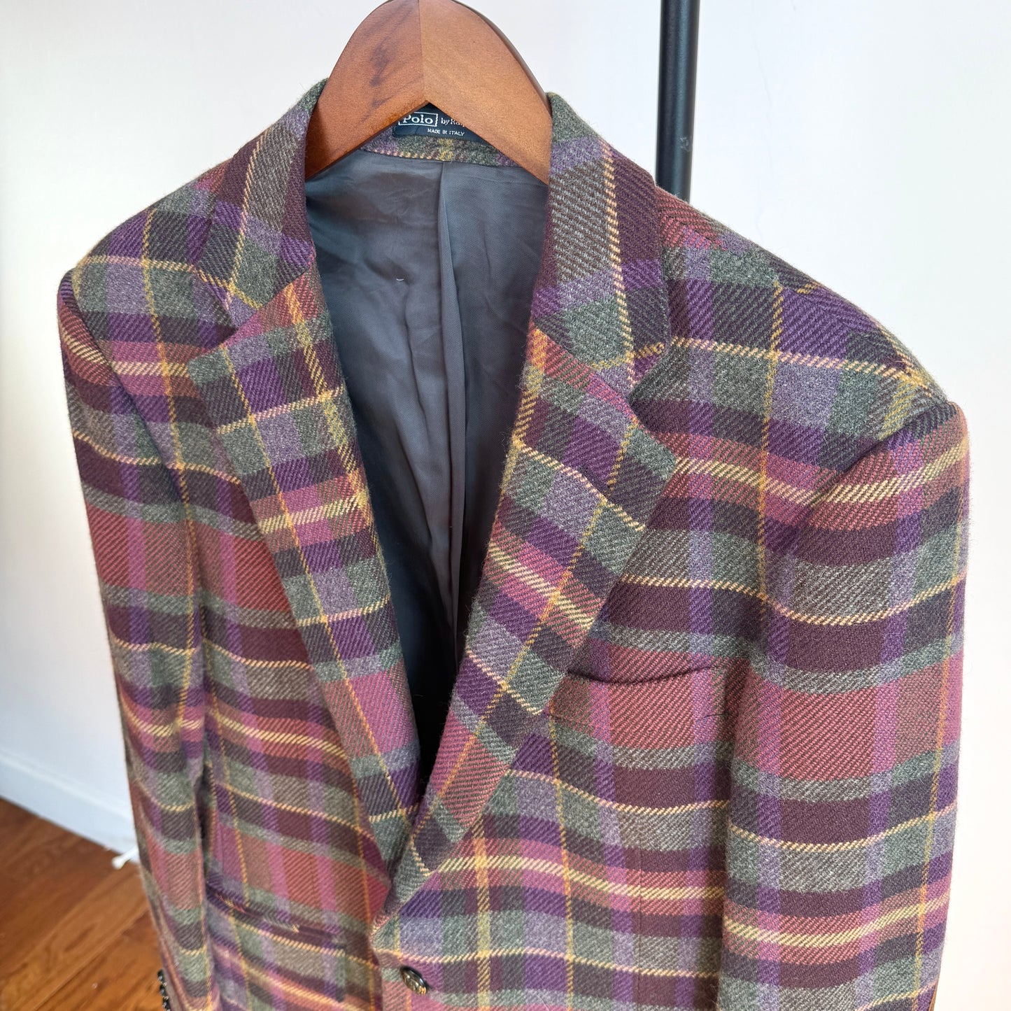 Polo Ralph Lauren (40R) Plum Wool Angora Plaid Tartan Bradford Sports Coat