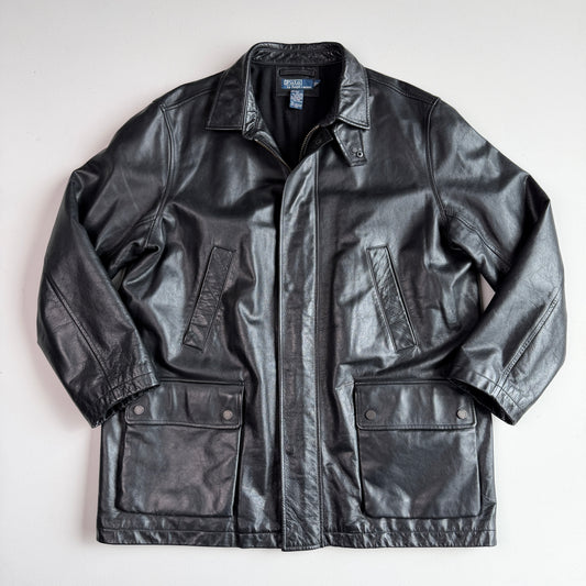 Polo Ralph Lauren (XL) Black Leather Field Coat