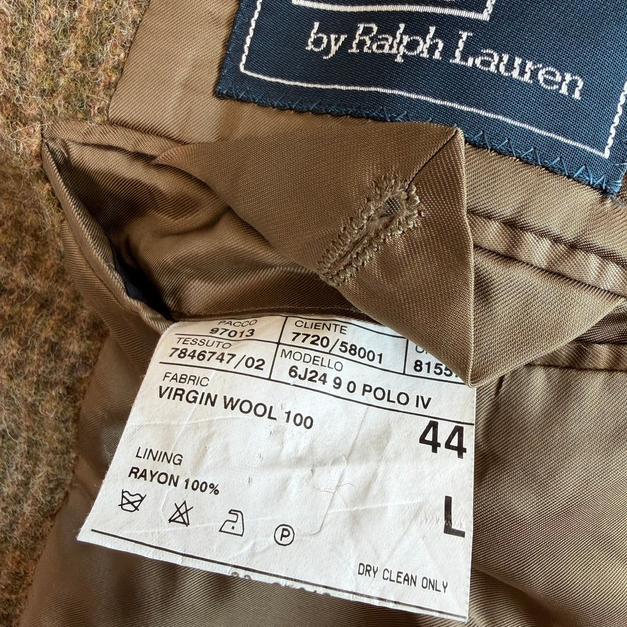 Polo Ralph Lauren (44L) Tweed Wool Olive Red Overcheck Sport Coat
