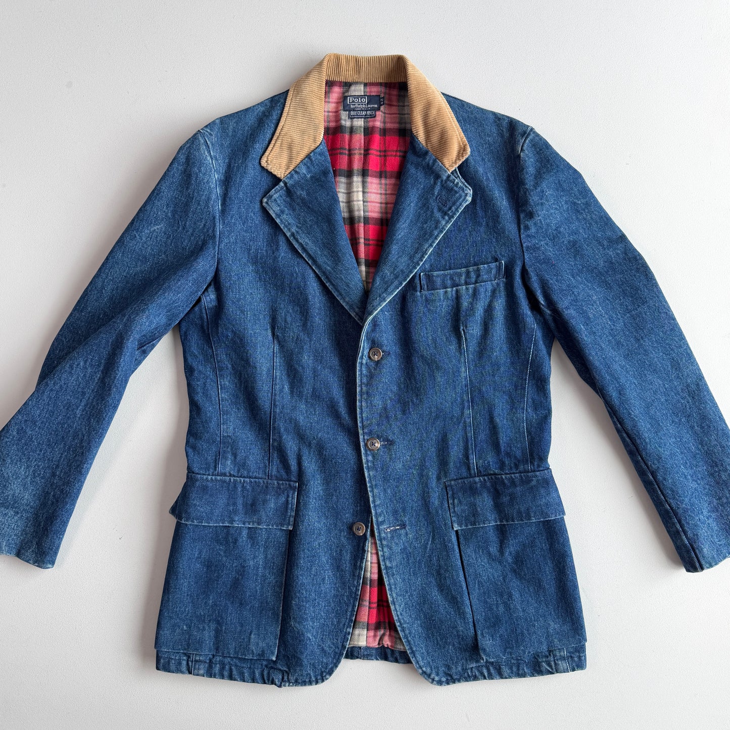 VNTG NWT Polo Ralph Lauren (42L) Indigo Denim Western Plaid Jacket Coat