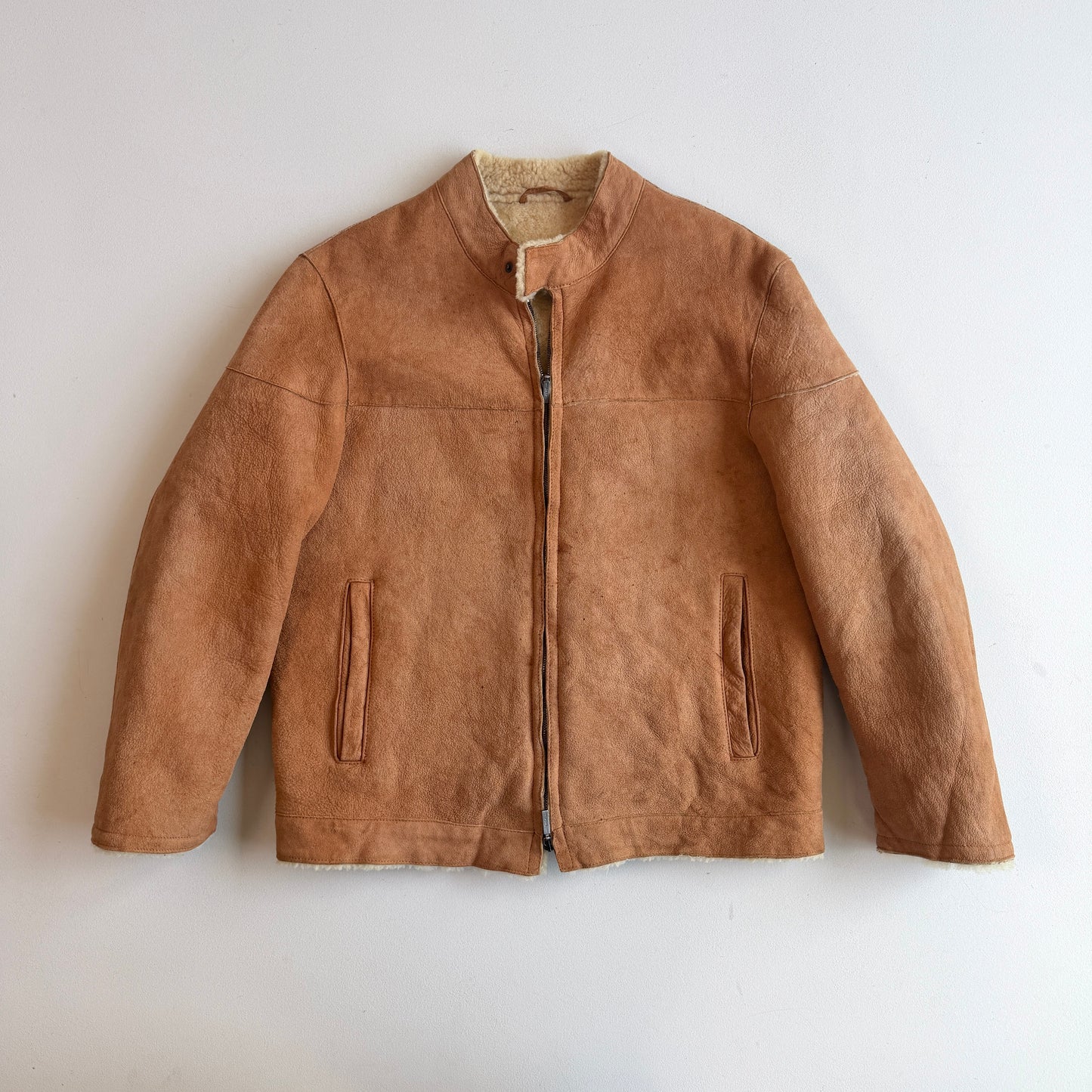 Ermenegildo Zegna (50IT /M) Leather Shearling Tan Bomber Jacket